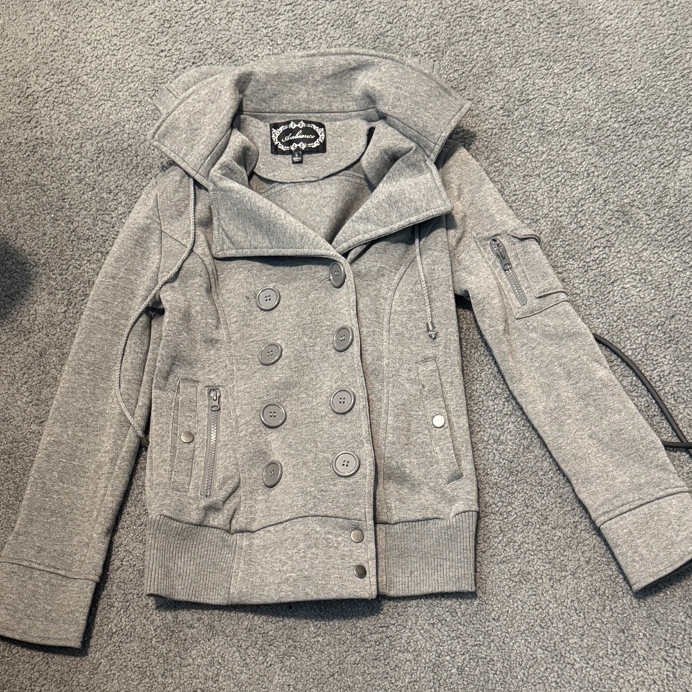 Ambiance Gray Double-Breasted Pea Coat